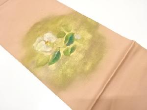 アンティーク　手描き　椿模様袋帯（材料）